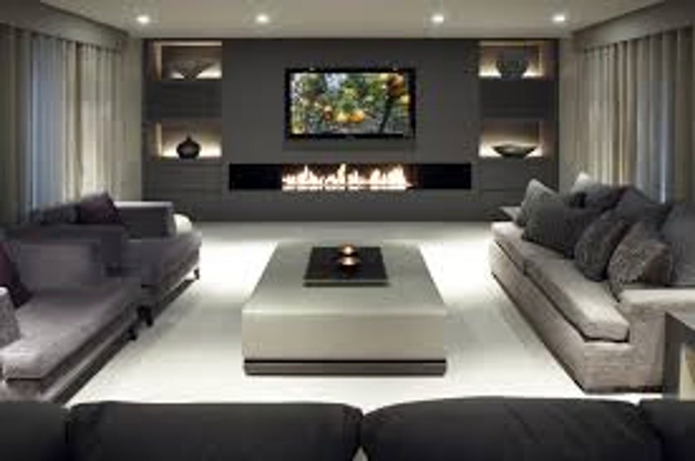 Media Room · Linear Fireplace